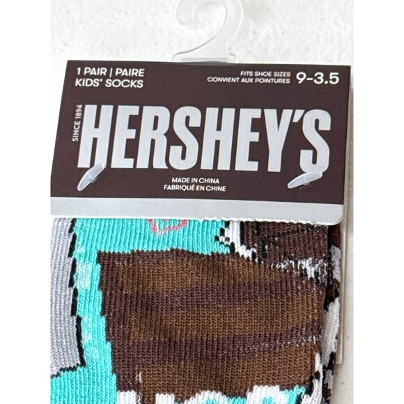 Chocolate Bar Theme Socks Kids Size 9-3.5 Brown Blue Fun Novelty Gift NWT - Picture 5 of 6